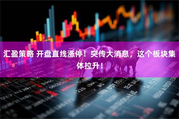 汇盈策略 开盘直线涨停！突传大消息，这个板块集体拉升！